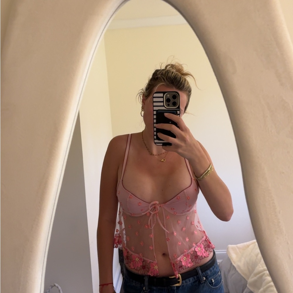 Urban Outfitters Pink Embellished Bustier Camisole